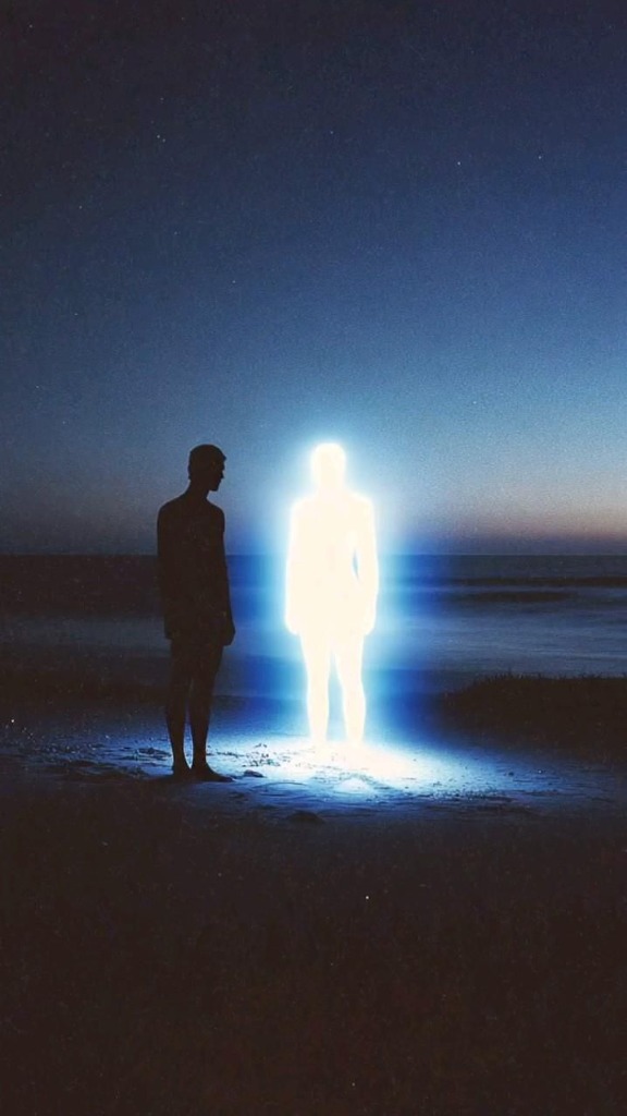 Light being on beach